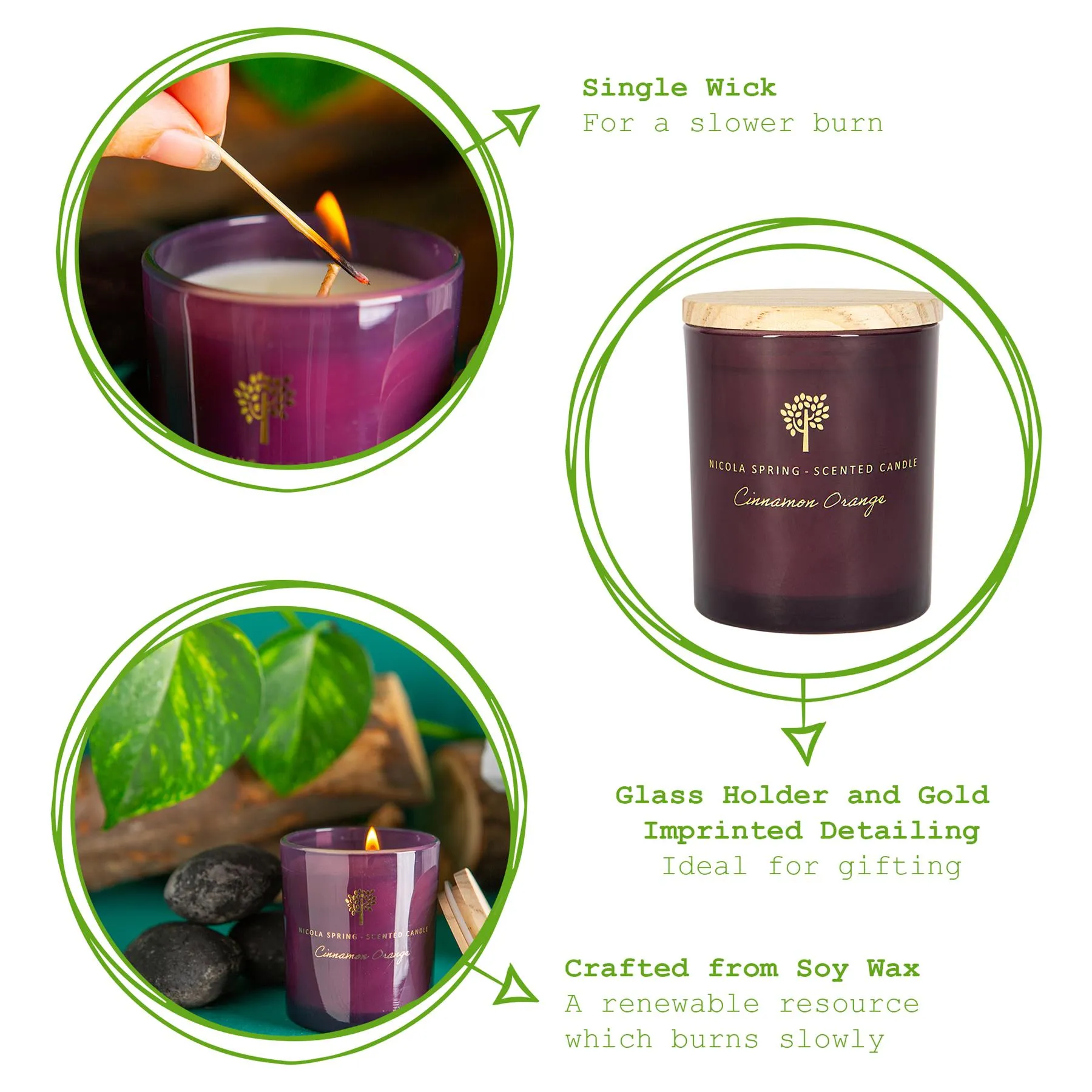 130g Cinnamon Orange Scented Soy Wax Candle - By Nicola Spring