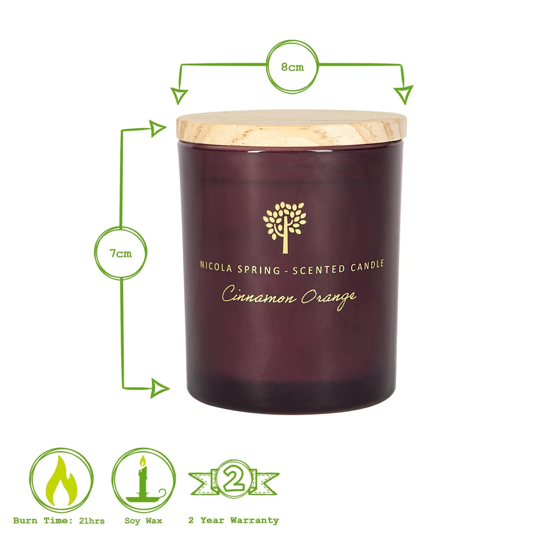 130g Cinnamon Orange Scented Soy Wax Candle - By Nicola Spring