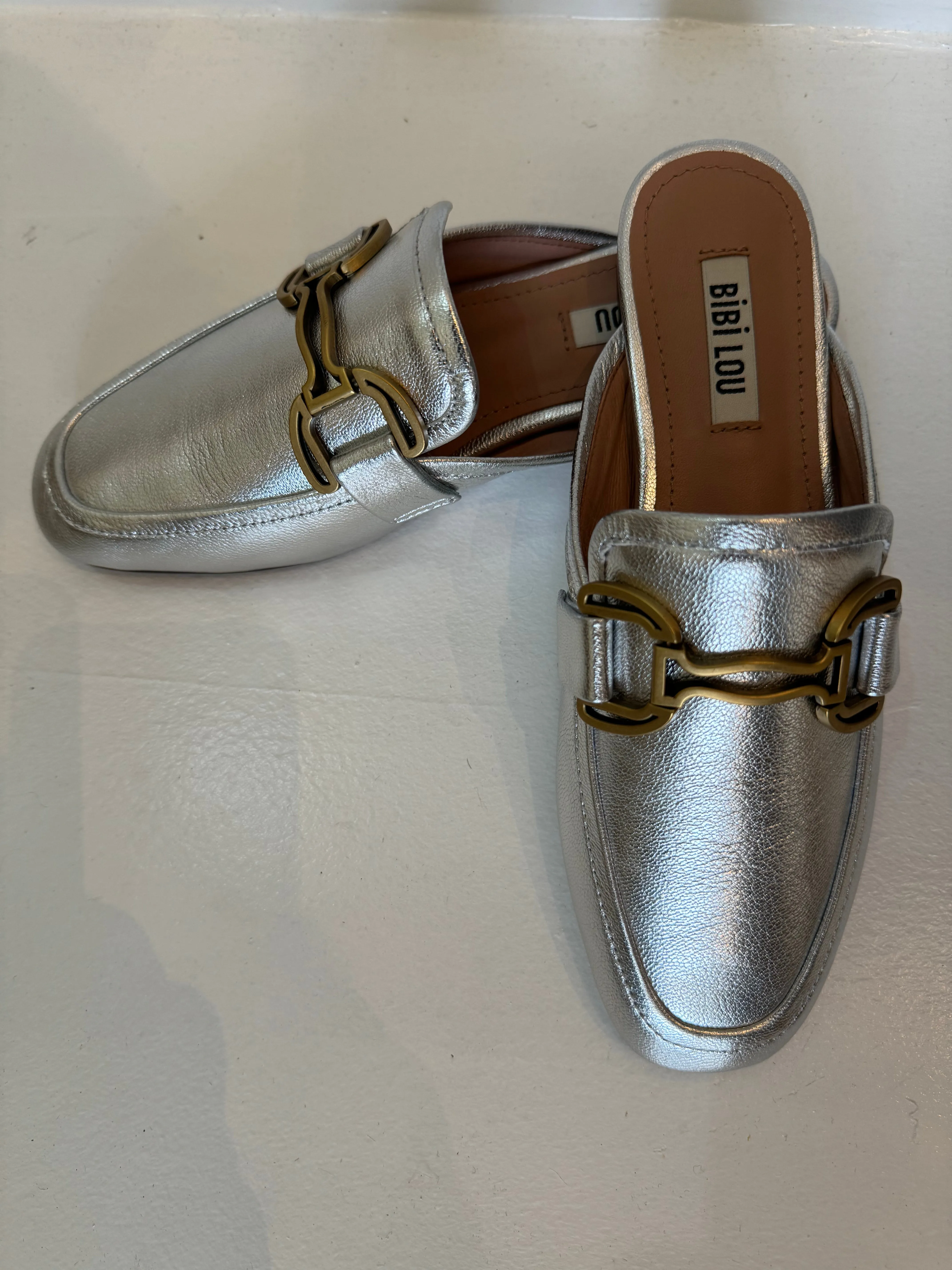 Bibi Lou Metallic Backless Slide Loafer