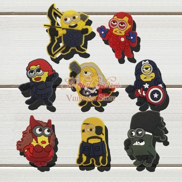 Mix Models 8pcs/lot Mickey Super hero Avengers South Park  shoe charms shoe accessories shoe decoration for croc jibz kids gift