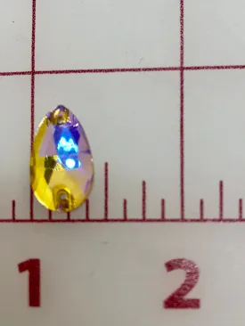 Rhinestones - 10x18mm Czech "Bright-Cut" Topaz AB Pear-Shape Sew-On