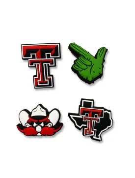 Texas Tech Shoe Charms 4 Pack